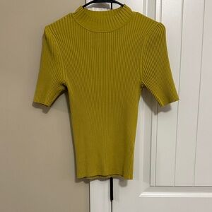 Banana Republic Short Sleeve Ribbed Top in Mustard